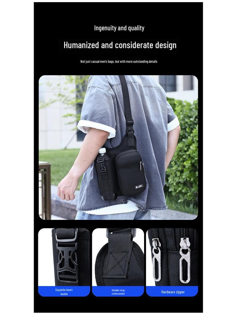 Men's Large Capacity Crossbody Sling Bag - Outdoor Casual Kettle and Mobile Holder, Water Bottle Bag, Oxford Cloth Single Shoulder Bag
