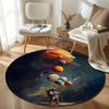 Astronaut in Space with Planets Round Area Rug, Galaxy Adventure Theme