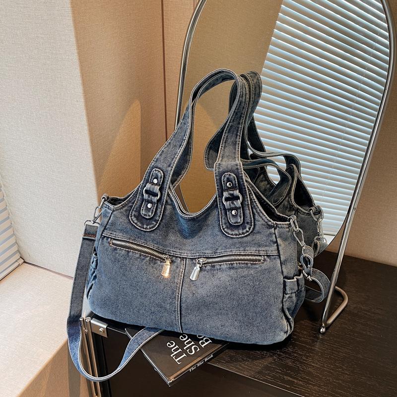Vintage Denim Tote Bag Women Shoulder Bag Handbag