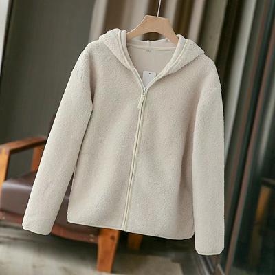 Imitation Lamb's Fleece Polar Fleece Jacket Women's Zip-up Hooded Jacket Cardigan for Autumn and Winter