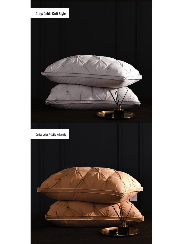 Luxury Goose Down Pillow with Cotton Cover for Neck Support