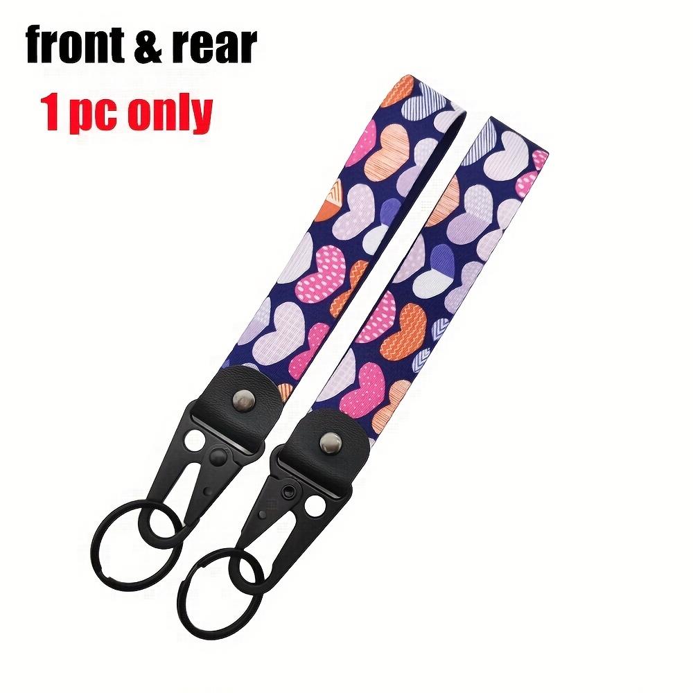 Heart Pattern Keychain with Wrist Lanyard & Backpack Hook - Strawberry Graffiti Design for Motorcycles, Cars, and Bikes