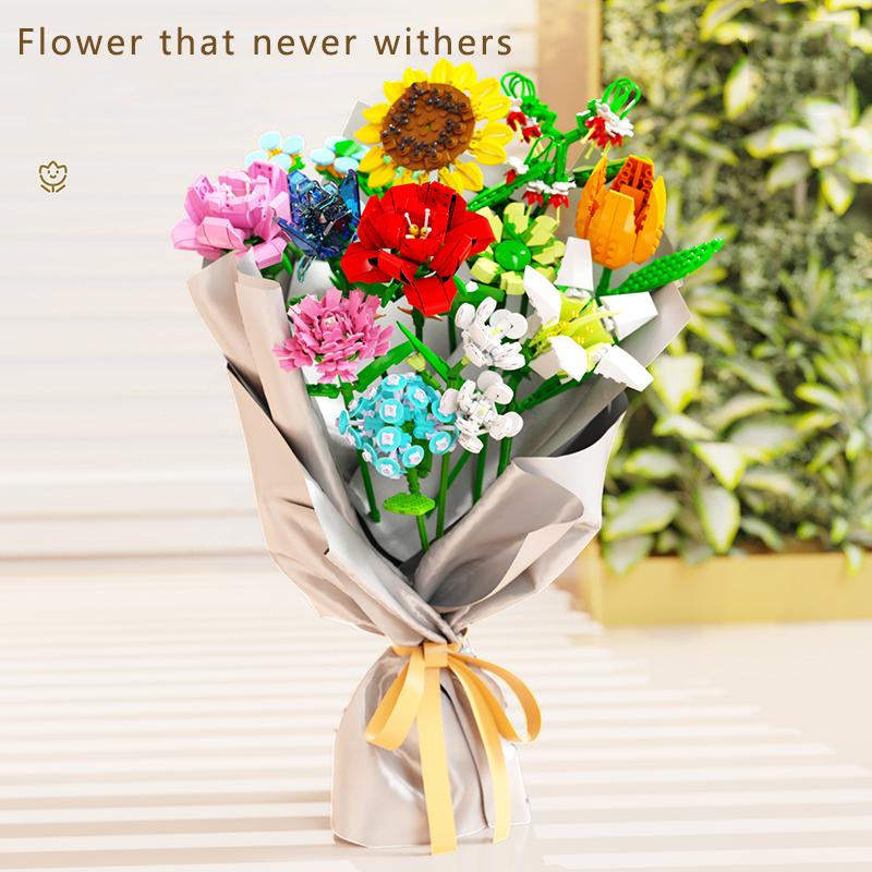 Blocos de Construção Criativos de Flores 684 Peças Brinquedos Modelo Flor de Bloco de Construção Montar Brinquedos de Blocos para Criança Ornamento Presentes