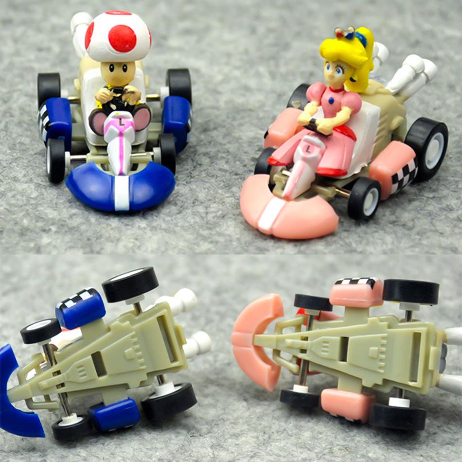 Anime Game Super Mario Bros Karting Luigi Bowser Princess Peach Yoshi Toad Action Figure Toys Pull Back Car For Kids Gifts