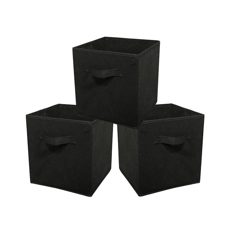 

3 шт./компл. нетканый складной ящик для хранения шкаф-органайзер для всякой всячины офисные игрушки для спальни ящики для белья чёрный