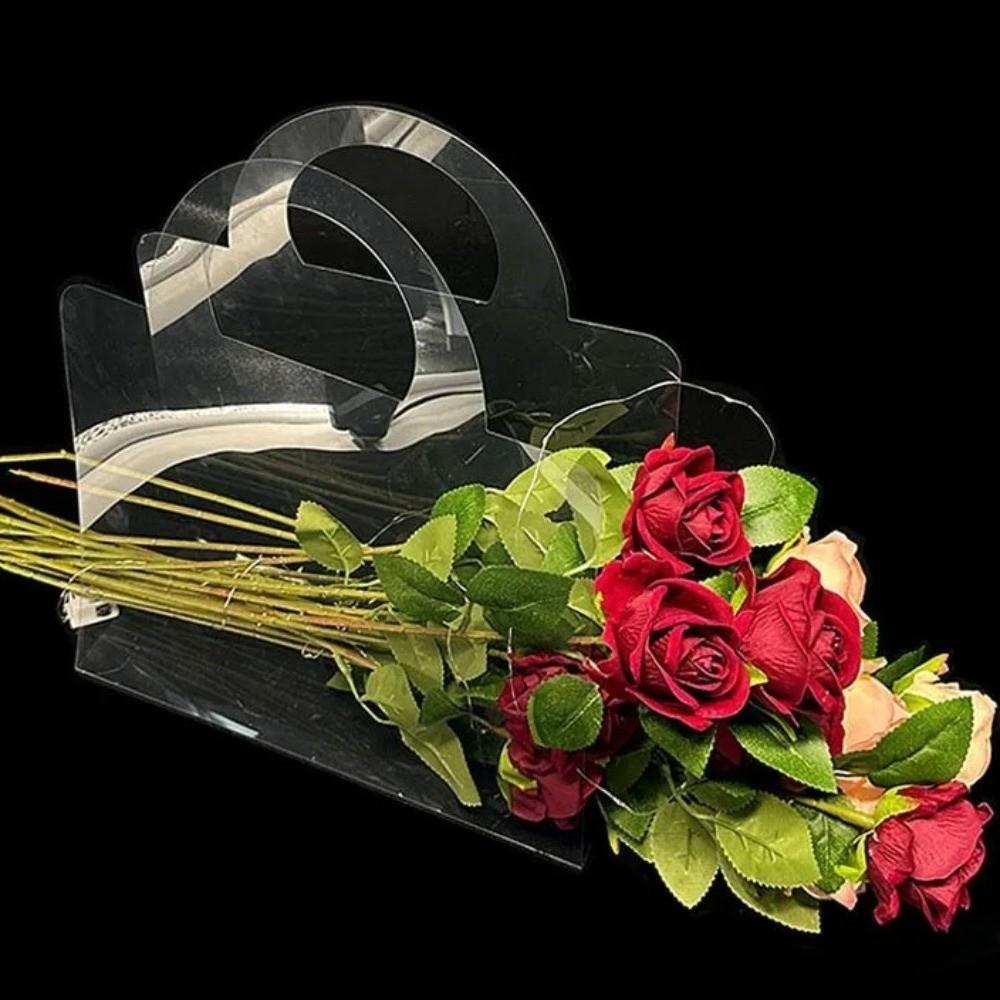 3 Pieces Waterproof Flower Bouquet Bag Transparent PET Flower Packing Bag  Wedding Celebration
