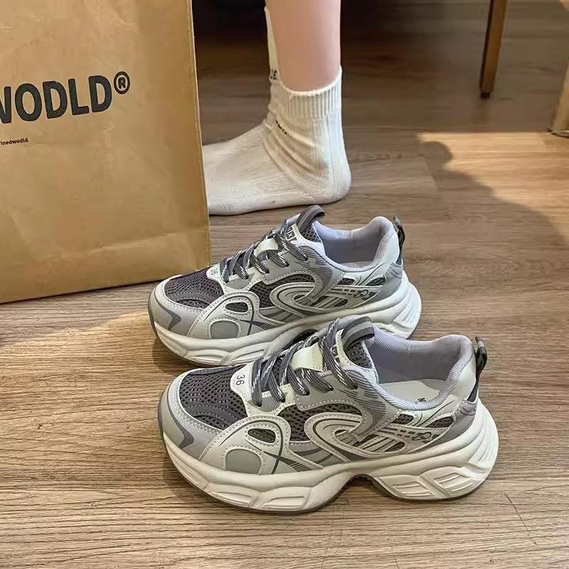 Breathable Daddy Shoes Women's Platform 2025 Spring New Lightweight Comfortable Fashion Versatile Explosive Casual Sneakers Women