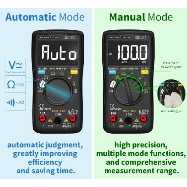 User-Friendly ZOYI ZT102A True RMS Digital Multimeter 6000 Counts Auto Range Transistor Testing Meter