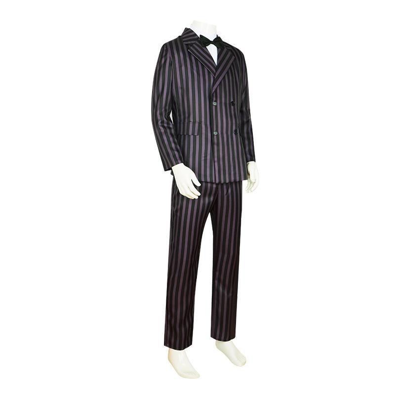 The Addams Family Wednesday & Gomez Cosplay Costume, Black Suit Halloween Outfit
