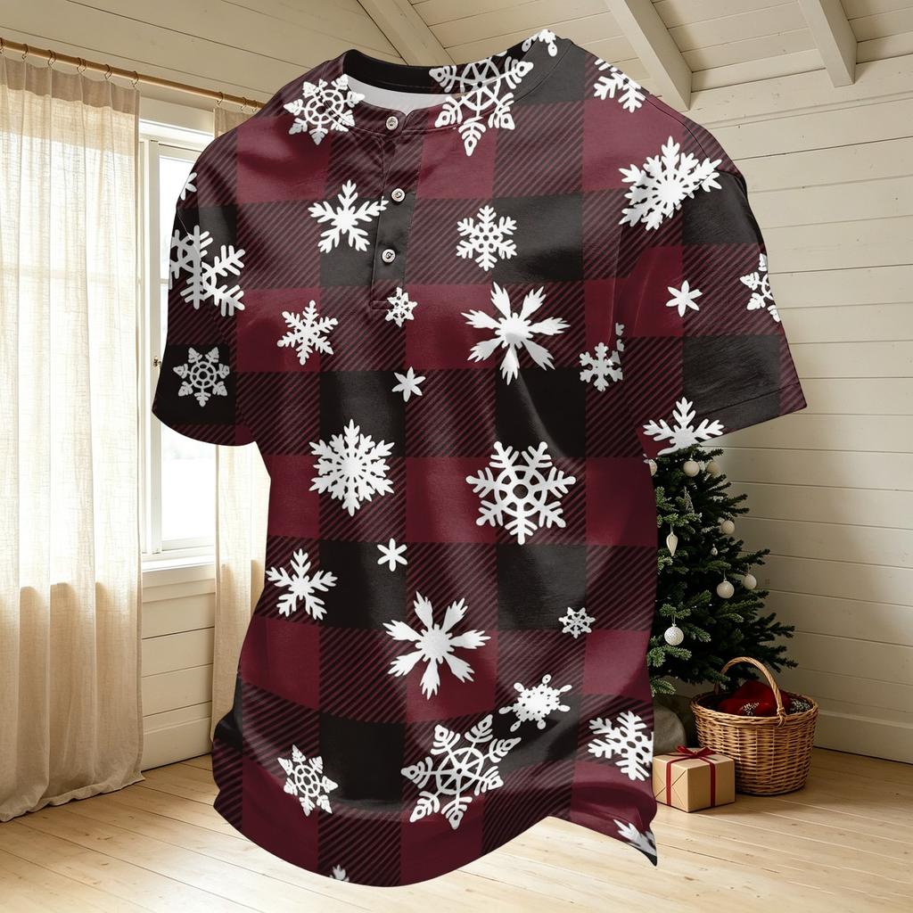 Men's Quick Dry Short Sleeve Neck T-Shirt with Christmas Print