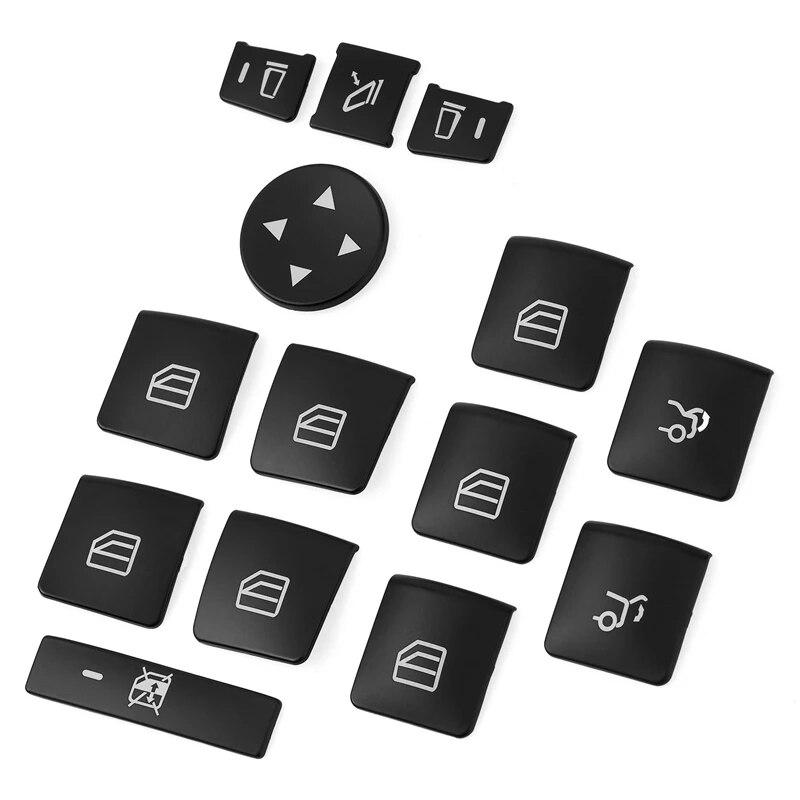 

Дверной замок, кнопка разблокировки, наклейка на кнопку подъема окна, стекло, наклейка для Mercedes Benz ABCE GLA CLA CLS GLK GL ML GLE Class Black-14PCS