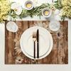 4pcs Rustic Daisy Pattern White Sunflower Vintage Wooden Placemat Set 12x18 inches Non-slip Heat-resistant Kitchen Table Setting