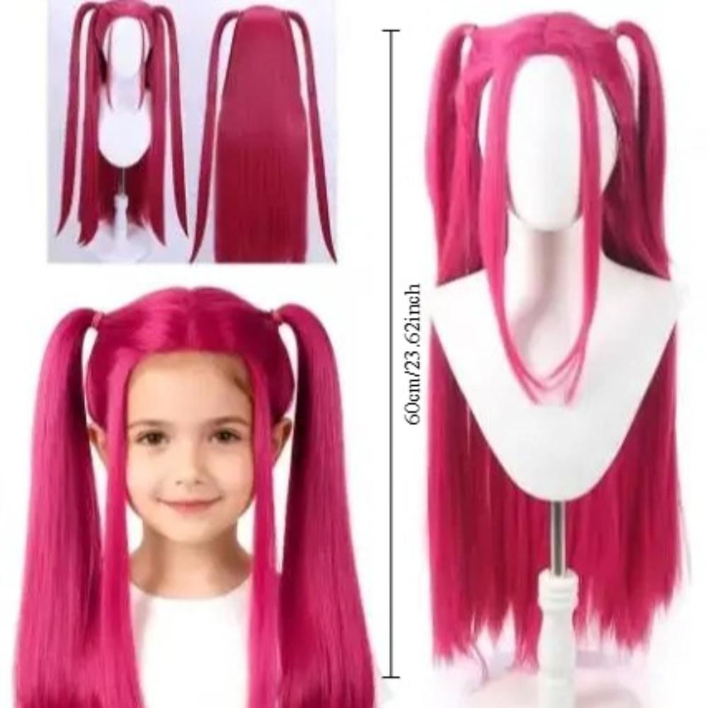 2026 Popular Movie Kids Girls Costume Play Black Red Long Hair Spooky Holiday Costume Play Props High Quality Premium Grade