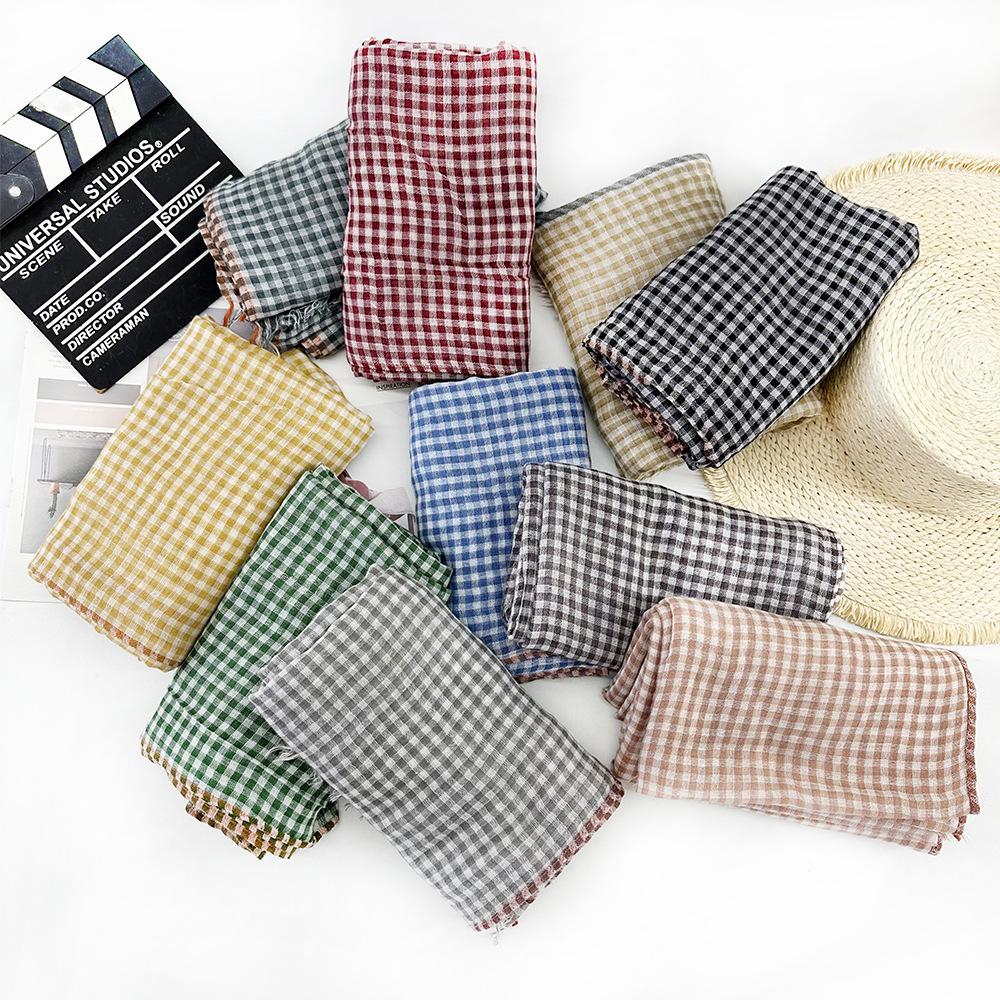 

Women s Medium-Long Wool Plaid Scarf - High-End Acrylic Shawl for Spring 2025 200*90 cm фиолетовый/серый