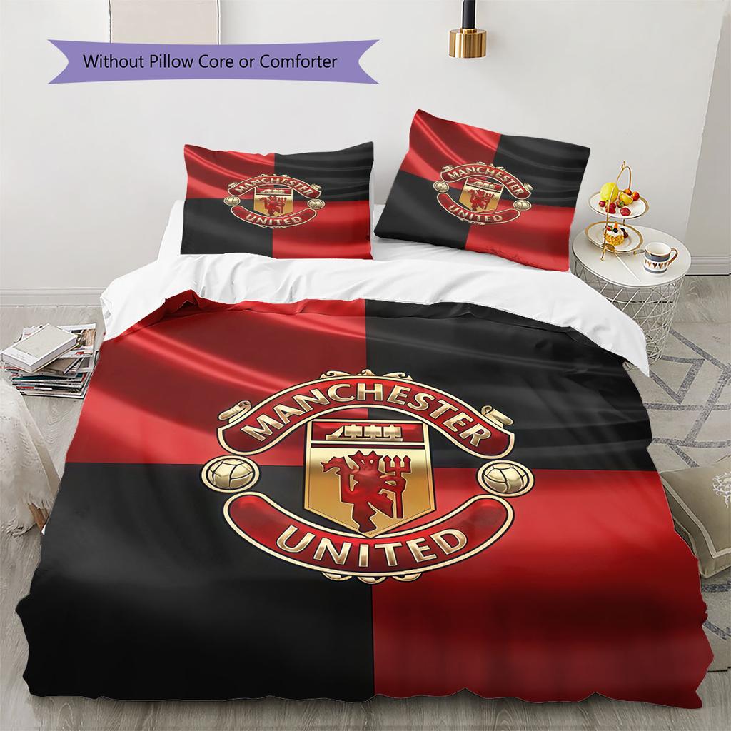 Cool MUFC Prints Bedding Quilt Set Quilt Cover Pillowcase Home Decoration Birthday Gift (1 * duvet cover + 2 * pillowcase, without core)