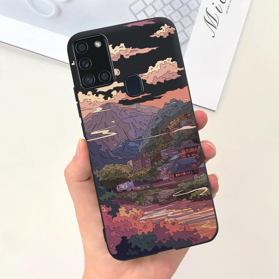 For Samsung A21S Case SM-A217F A 21S Back Cover Fashion Flower Cartoon TPU Soft Silicone Phone Case For Samsung Galaxy A21s Capa