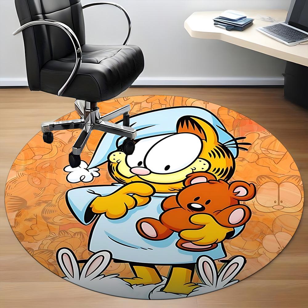 1pc Garfield Cat Office Round Area Rug, Under Office Chairs Bedroom Living Room Home Decor, Room Decoa1016132