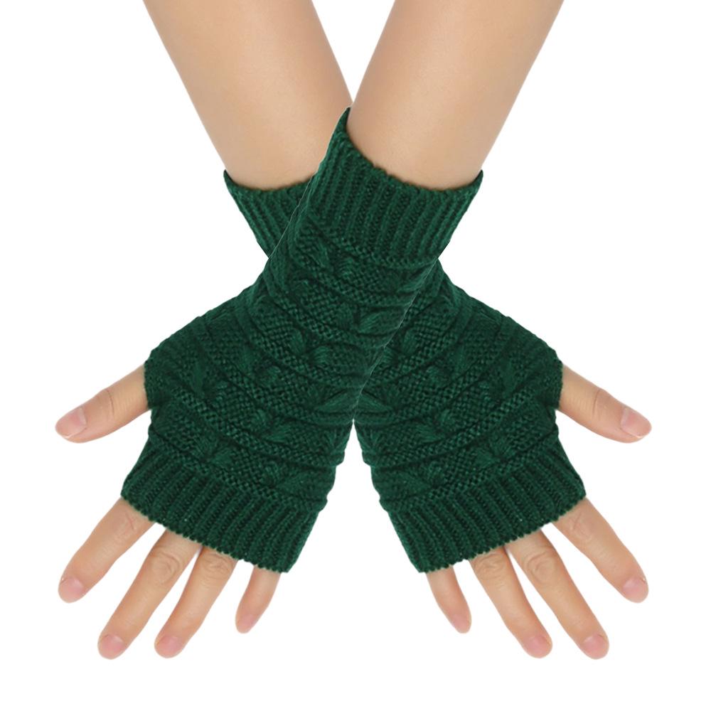 Autumn/Winter Jacquard Wool Wrist Guards Half-Finger Gloves for Men & Women