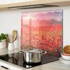Glass Decorative Snack Serving Board Poppy Seed Field 60x52 Cm