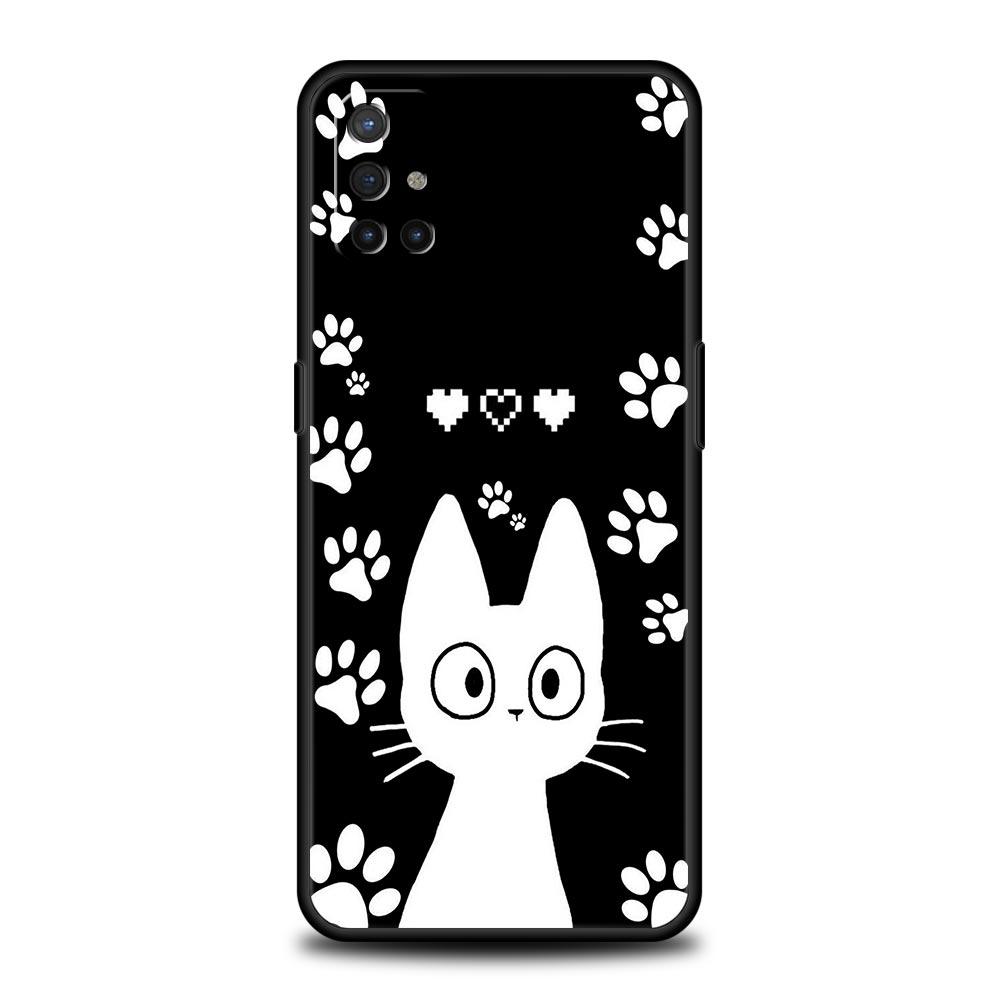 Phone Case For OnePlus 12 11 10 9 Pro 9T 12R 10R 9R 9RT 10T 8T 8 7 6T 7T Nord 2T CE 2 5G N200 N100 Cover Cute Cartoon Black Cat