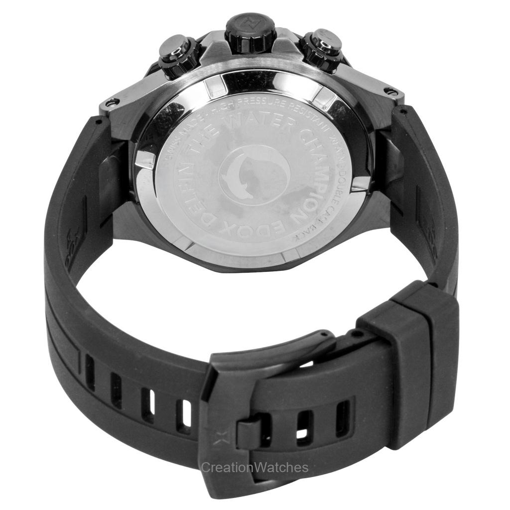 Edox Delfin The Original Chronograph Rubber Strap Silver Dial Quartz Diver's 10112-37GNOCA-ANO 200M Men's Watch