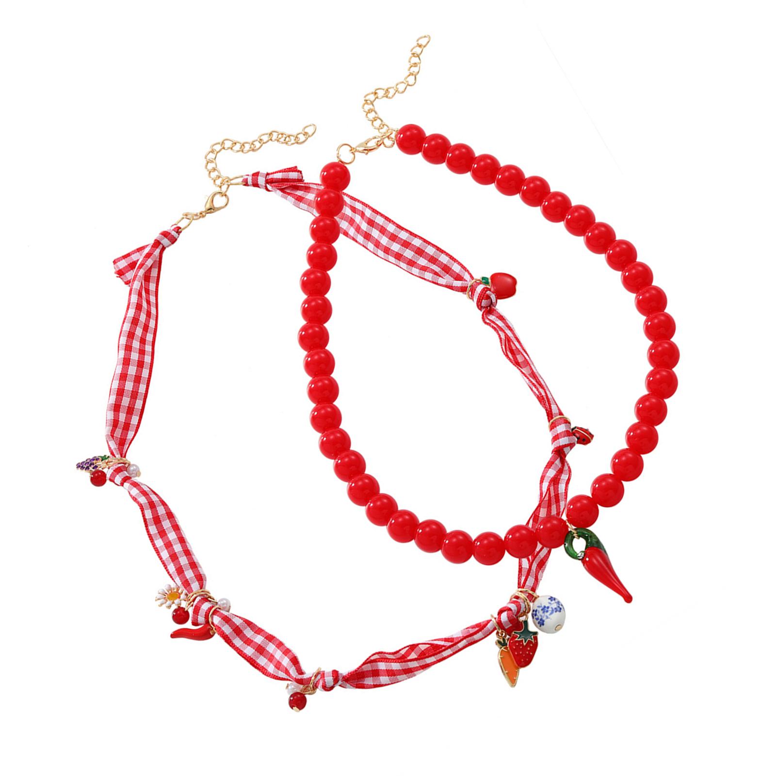 

Креативное многослойное ожерелье из бусин с клубничным чили, регулируемое, многоцепочное, легкое, подарок для женщин