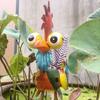 Yard Art Garden Rooster Statues Iron Cockerel Figurines Creative Chicken Sculpture  Lawn