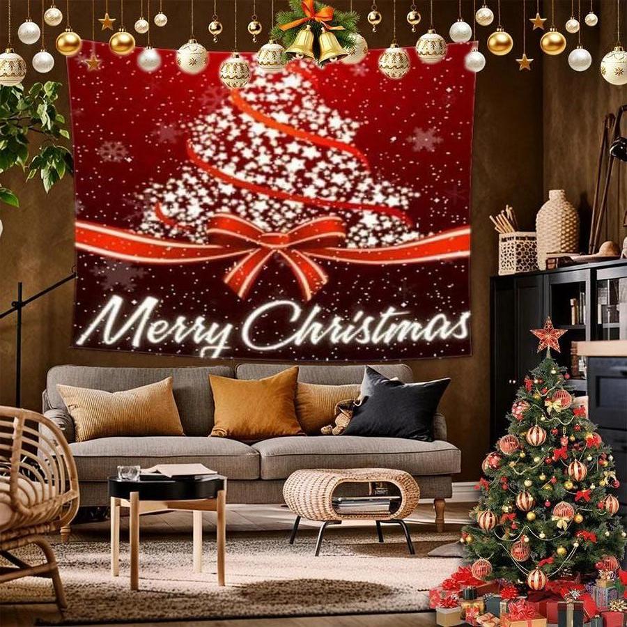 Merry Xmas New Year Background Cloth Hanging Cloth Bedroom Bedside Decorative Wall Cloth Rental Dormitory Tapestry