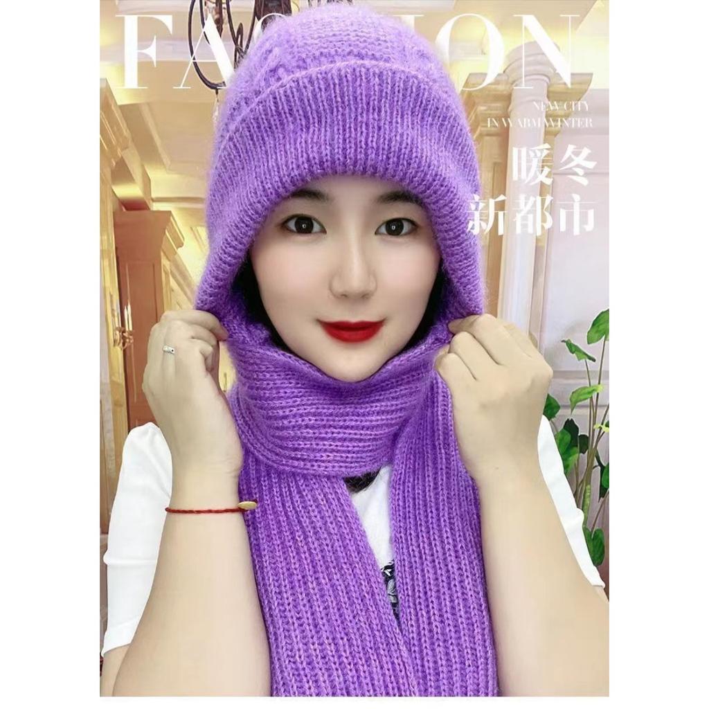 Warme Mütze, Schal, Strickmütze, Wollmütze, Outdoor-Mütze, Winddichte Mütze, Kalte Mütze, Halstuch, Ohrenschutzmütze