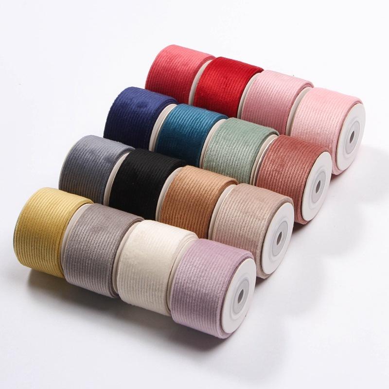 5yards Double Sided Soft Corduroy Ribbon for DIY Hair Bows Craft Accessories Clothing Material Wedding Gift Box Decoration