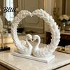 Romantic Home Accents Love Statue Heart Swan Shape 3D Printed Couple Figurine for Wedding Women Figurine Wife Modern Style