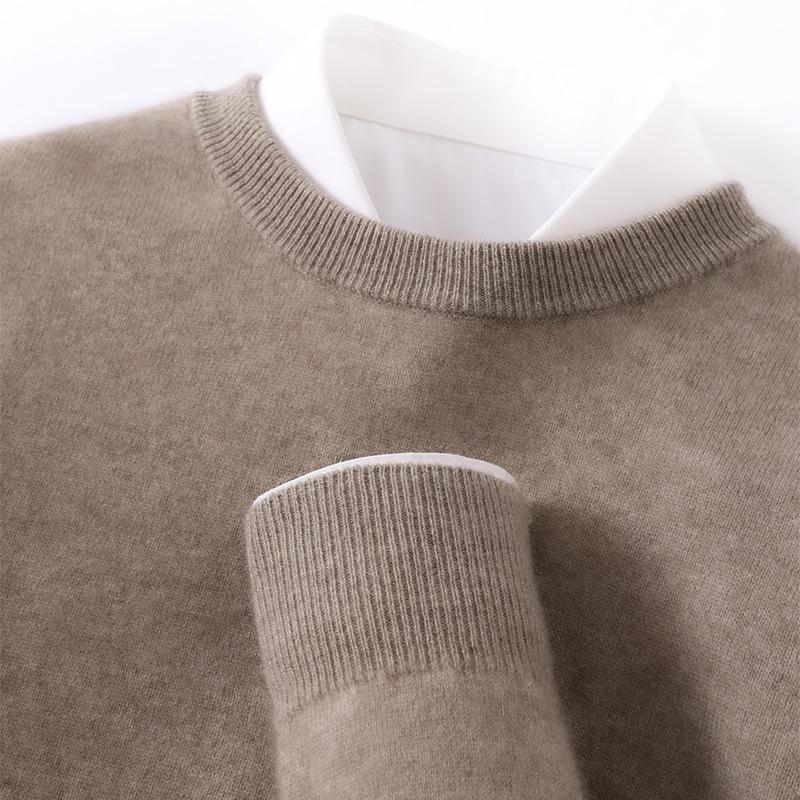 Men's Cashmere Round Neck Sweater - Business Casual Light Luxury Pullover, Soft & Smooth Knitwear for Autumn & Winter.