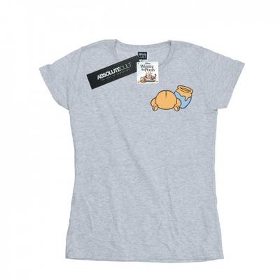 Camiseta feminina/feminina de algodão com estampa de peito traseiro do Winnie The Pooh