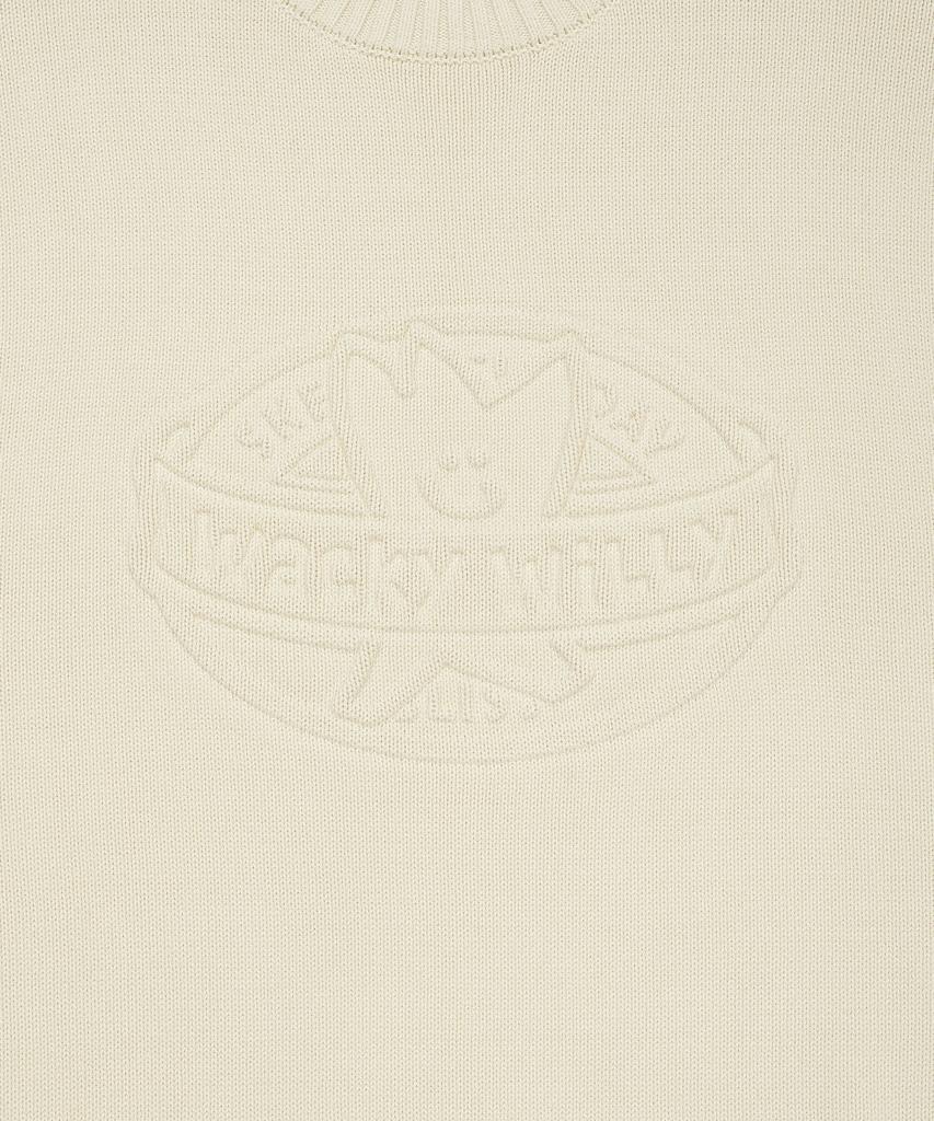 WACKY WILLY Embossed Logo Pullover Sweater Cream