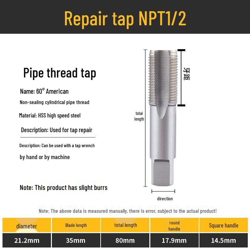 55° Imperial Non-Sealing Cylindrical Pipe Thread Tap/Thread Mill Drilling Bit, 60° US Sizes 2, 3, 4.
