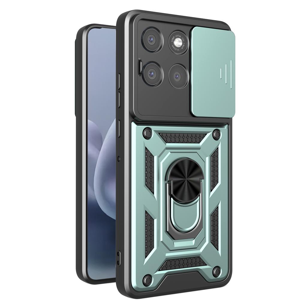 For Motorola Moto G86 Power 5G Case with Slide Camera Lid PC+TPU Kickstand Phone Cover