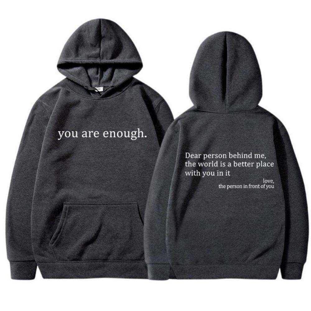 Women'S Shoulder Sleeve Fleece Sweater Plain Letter Print Kangaroo Pocket Drawstring Print Hoodie