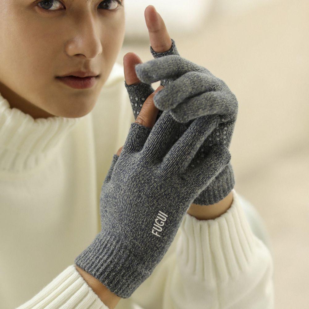 Two Finger Unisex Short Half Finger Driving Mittens Cycling Gloves Man Gloves  Mittens