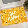 1pc Bee Happy Honeycomb Bee Flannel Mat Home Entrance Door Hallway Anti-Slip Foot Mat Kitchen Bathroom Absorbent Carpet