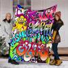 Graffiti Print Blanket Soft Comfortable All Seasons Suitable Sofa Office Nap Travel Birthday Gift Christmas Present