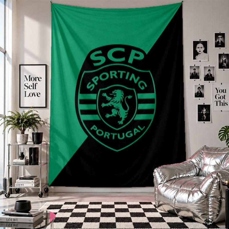Arazzo da Parete FC Sporting CP Decorazione per la Casa Tessuto da Appendere a Parete per Camera da Letto Soggiorno Sfondo
