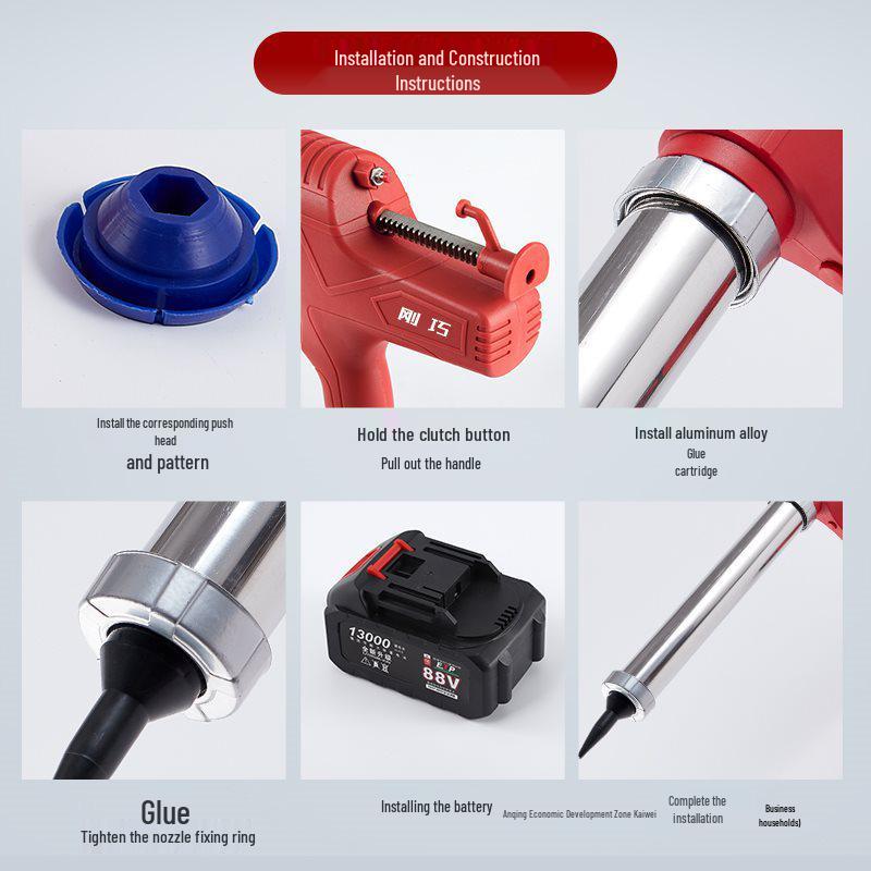 Rechargeable Electric Caulk Gun: Fully Automatic Lithium Battery Adhesive Dispenser