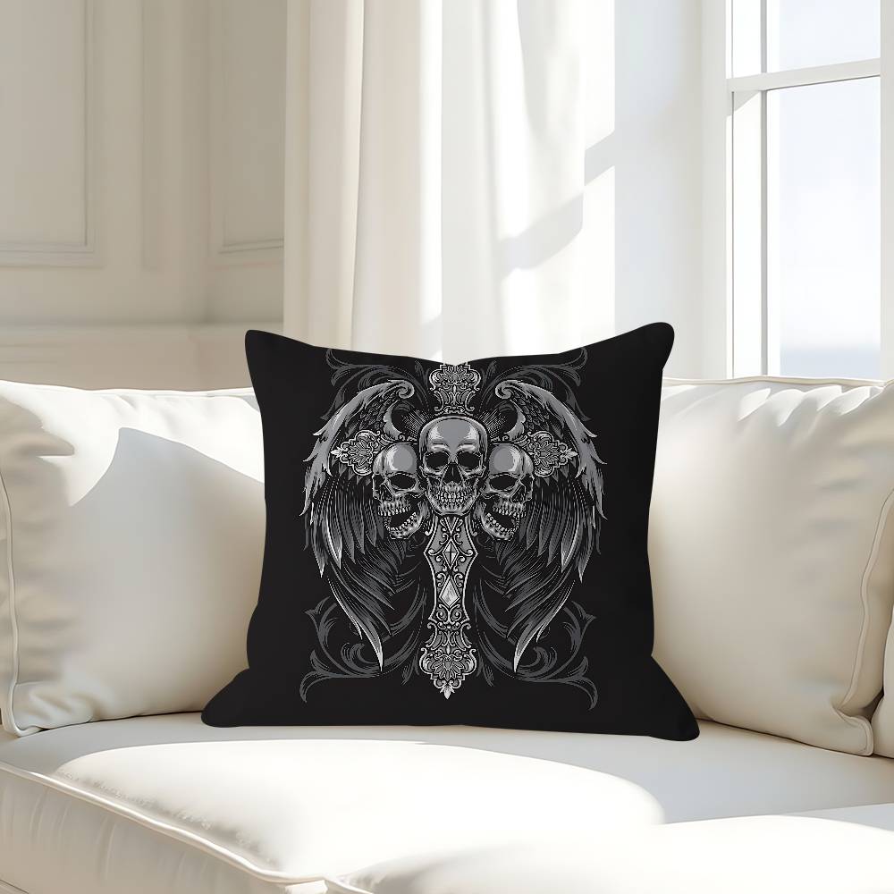 God With Us Skull Pillow Case Removable Washable Cushion Cover – All-Season Soft Linen