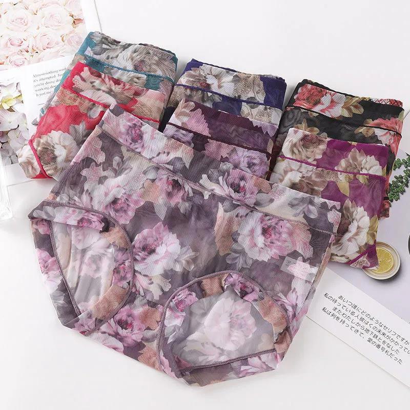 Spitzenhöschen mit mittlerer Taille: Sexy, leichte, atmungsaktive, bedruckte Bauch- und Hüftlifting-Unterwäsche für Damen