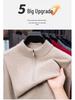 Men's Thickened 460g Cashmere Wool Sweater with Zipper, Half-High Collar, Warm Knitwear for Autumn/Winter.