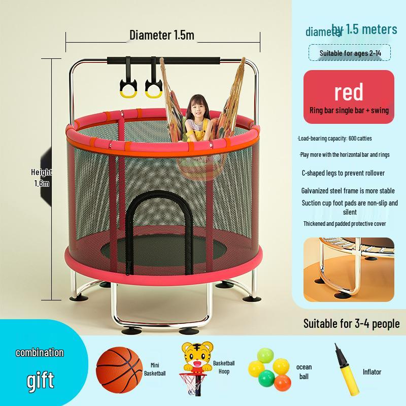 Indoor Family Trampoline with Safety Net for Kids and Adults