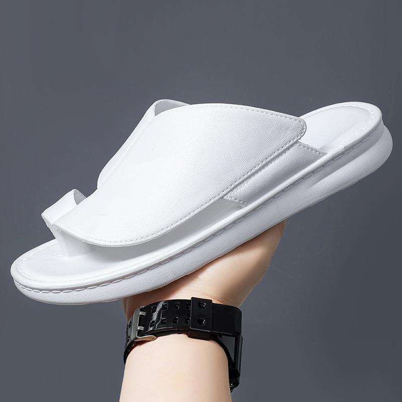 Fashion Men Summer Sandals Fashion Leather Casual Slipper Non Slip Soft Soled Casual Sandals for Wearing Outside Beach Slippers for Men