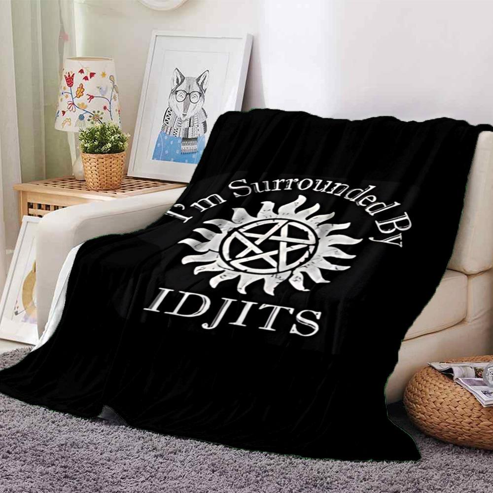 

1pc Supernatural IDJITS Soft Warm Throw Blanket Nap Blanket For Couch Sofa Office Bed Camping Travel,Comfortable 80cmx120cm