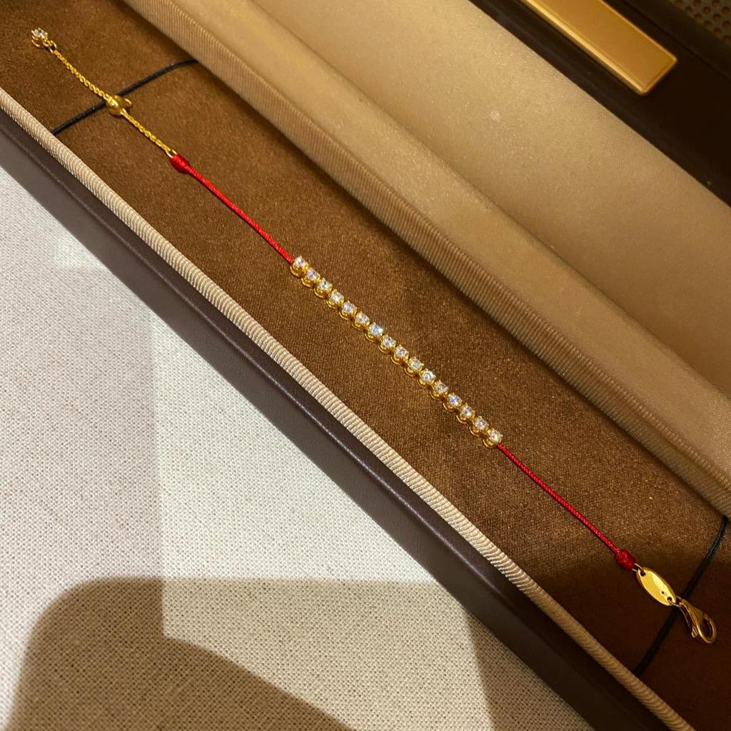 Bubble Diamond S925 Silver Red String Bracelet with 5A High Carbon Diamonds - Year of the Horse Jewelry for Women