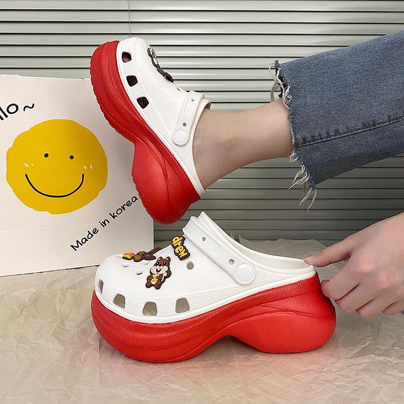 Summer Women Sandals Slippers Thick-Soled Increased Non Slip High-Heeled Fashion Platform Hole Shoes Beach Shoes